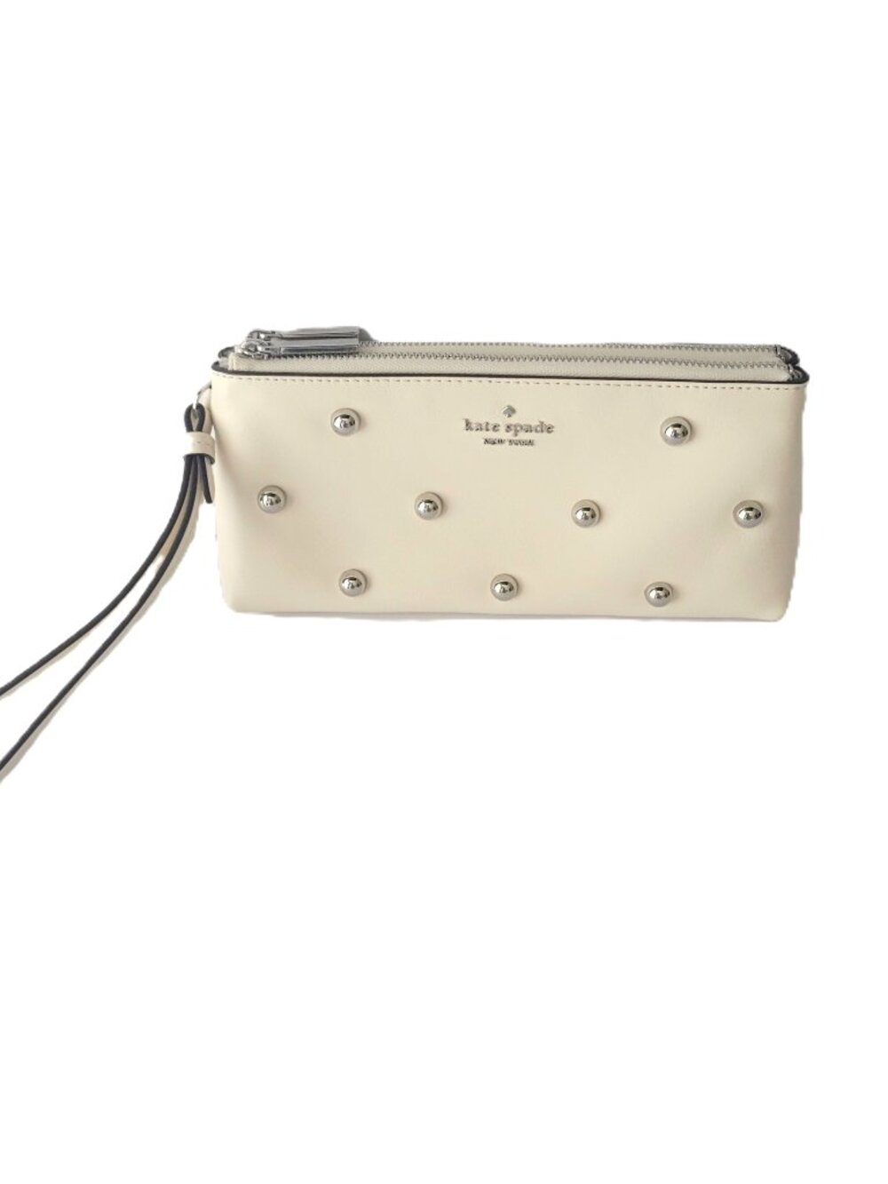 Kate Spade KP535 Wren Dome Studs Leather Double Pocket Wristlet Meringue